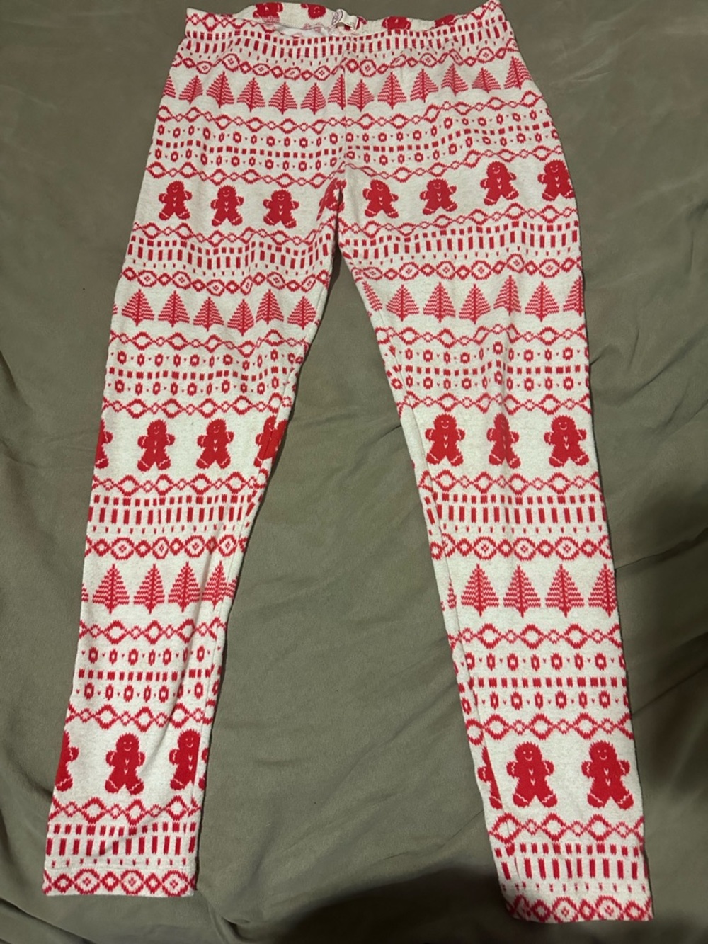 SO Red & White Holiday Gingerbread Pattern Leggings
